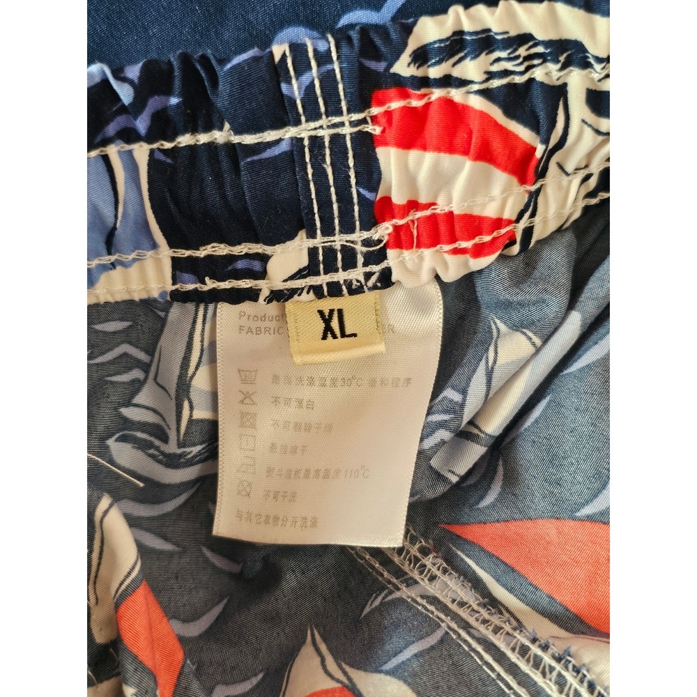 Mens Sailboat Print Swim Trunks Navy Blue‎ Red White XL Nautical Shorts Beach - Picture 6 of 7